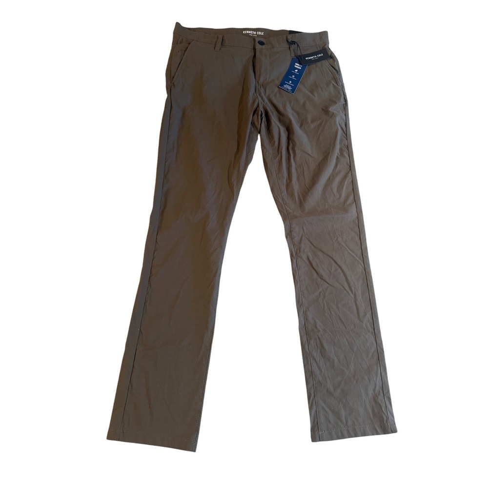 Kenneth Cole New York Mens 34x32 Slim Fit Tech Pant Brown Mobility Trouser NWT